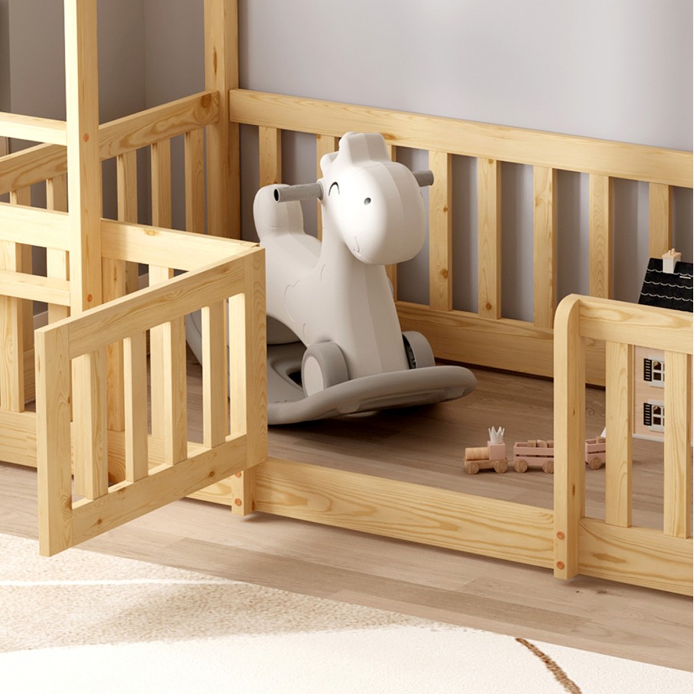 ΚΟΥΚΕΤΑ ΠΑΙΔΙΚΗ ΜΕ ΠΑΡΚΑΚΙ PLAYKID HM21312 ΞΥΛΟ ΠΕΥΚΟΥ ΦΥΣΙΚΟ--ME ΣΤΡΩΜΑ 90x190εκ