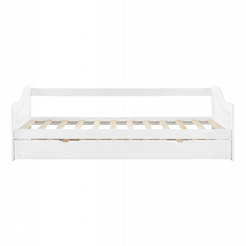 ΚΡΕΒΑΤΙ ΚΑΝΑΠΕΣ ΜΕ ΣΥΡΟΜΕΝΟ TRADDY HM21313 ΞΥΛΟ ΠΕΥΚΟΥ ΛΕΥΚΟ--ΜΕ 2 ΣΤΡΩΜΑΤΑ 90x190εκ