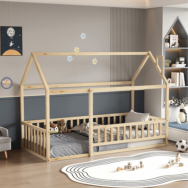 ΚΡΕΒΑΤΙ ΠΑΙΔΙΚΟ ΜΕ ΣΤΡΩΜΑ HOUSER HM21315 ΞΥΛΟ ΠΕΥΚΟΥ ΣΕ ΦΥΣΙΚΟ--ΣΤΡΩΜΑ 90x190εκ