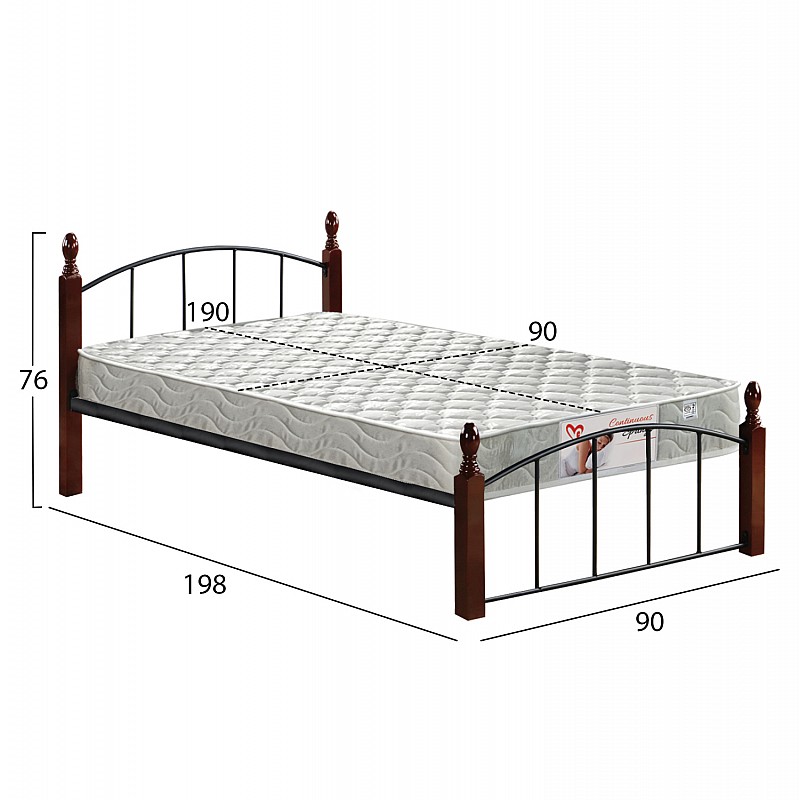 ΚΡΕΒΑΤΙ ΜΟΝΟ & ΣΤΡΩΜΑ MAKAI HM21330 ΜΕΤΑΛΛΟ & ΞΥΛΟ ΣΕ ΚΑΡΥΔΙ--ΣΤΡΩΜΑ 90x190εκ