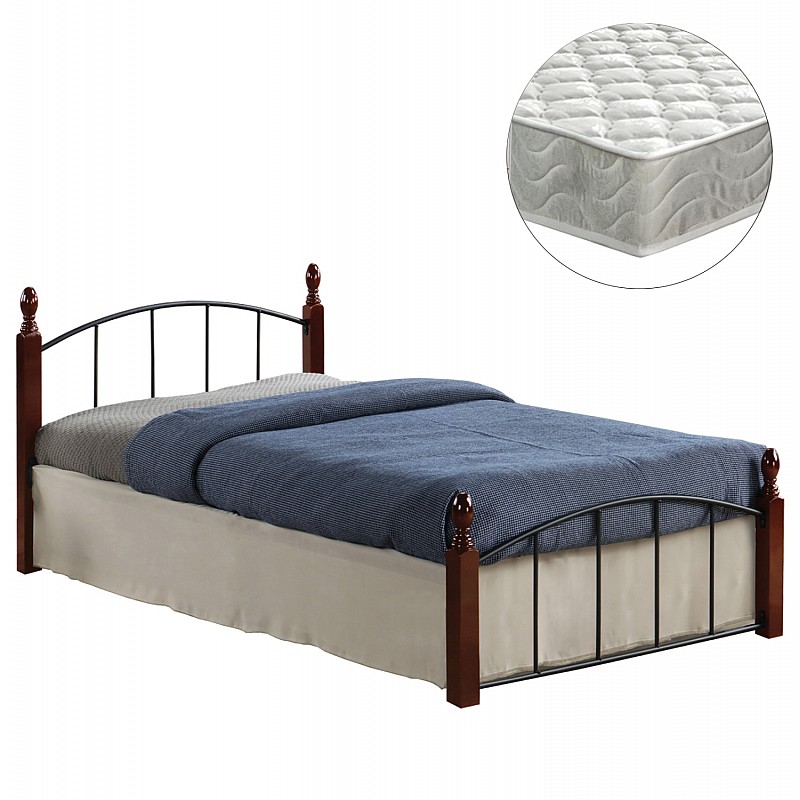 ΚΡΕΒΑΤΙ ΜΟΝΟ & ΣΤΡΩΜΑ MAKAI HM21330 ΜΕΤΑΛΛΟ & ΞΥΛΟ ΣΕ ΚΑΡΥΔΙ--ΣΤΡΩΜΑ 90x190εκ