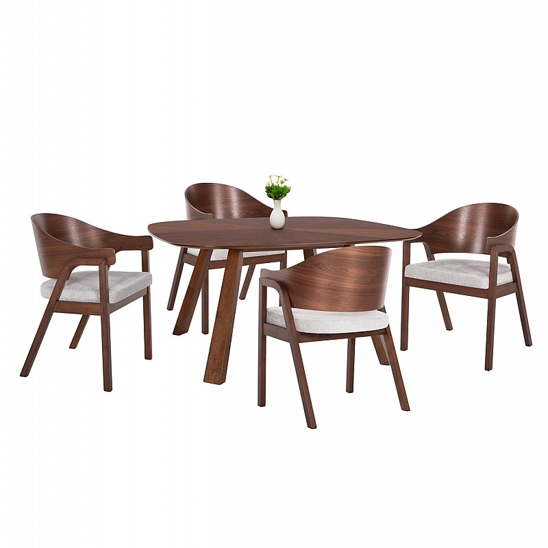 ΣΕΤ ΤΡΑΠΕΖΑΡΙΑΣ 5ΤΜΧ RINER HM21340 ΤΕΤΡΑΓΩΝΟ ΤΡΑΠΕΖΙ ΑΠΟ MDF--ΚΑΡΕΚΛΕΣ ΑΠΟ RUBBERWOOD