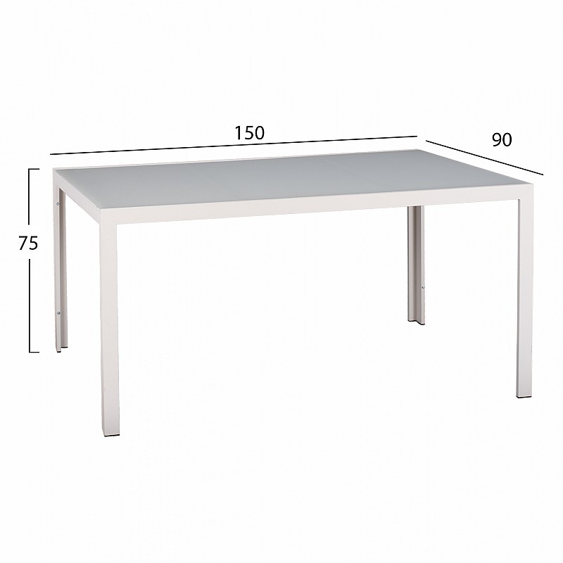 ΣΕΤ ΤΡΑΠΕΖΑΡΙΑΣ 5ΤΜΧ ΤΡΑΠ. 150Χ90 & ΠΟΛ/ΝΕΣ ΑΛΟΥΜΙΝΙΟΥ ΜΕ POLYWOOD ΛΕΥΚΕΣ HM11706.01