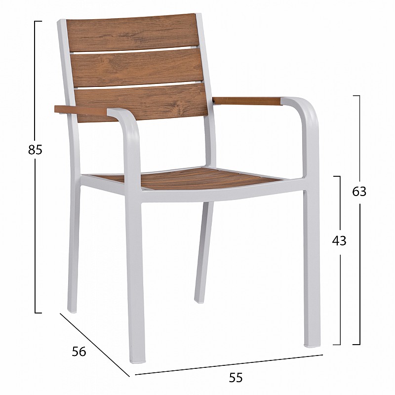 ΣΕΤ ΤΡΑΠΕΖΑΡΙΑΣ 5ΤΜΧ ΤΡΑΠ. 150Χ90 & ΠΟΛ/ΝΕΣ ΑΛΟΥΜΙΝΙΟΥ ΜΕ POLYWOOD ΛΕΥΚΕΣ HM11706.01