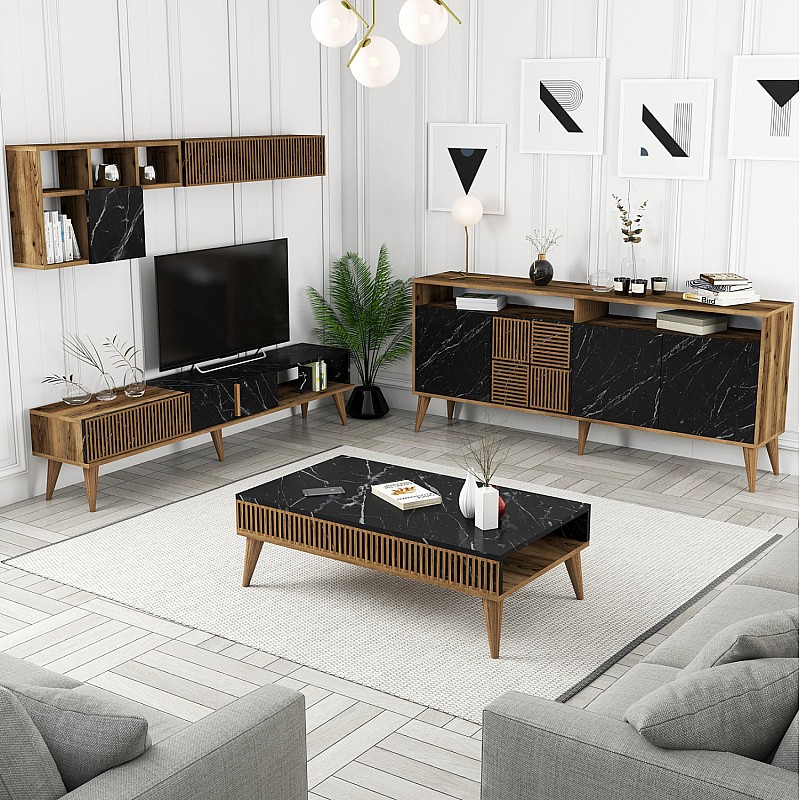 ΣΥΝΘΕΣΗ ΣΑΛΟΝΙΟΥ 3ΤΜΧ ΚΑΡΥΔΙ- ΜΑΥΡΟ ΜΑΡΜΑΡΟ HM11845.02