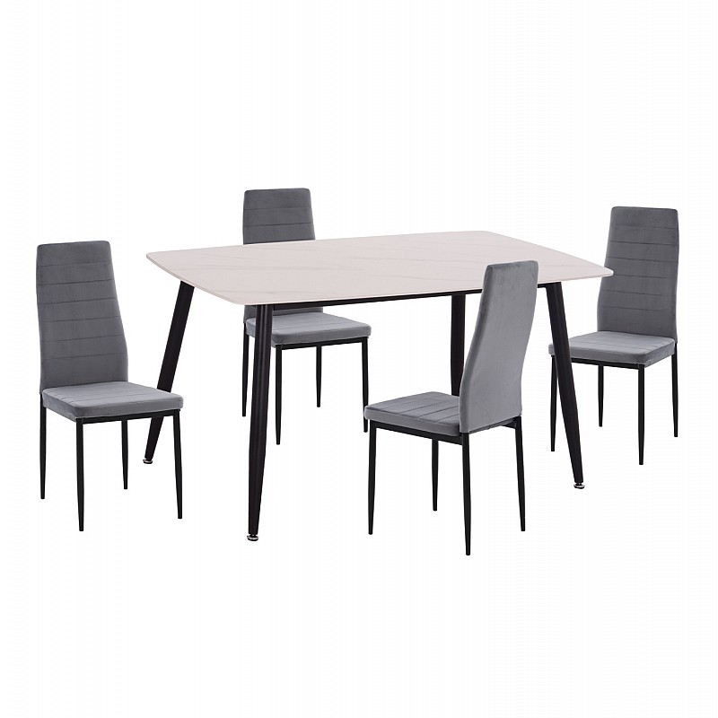 ΣΕΤ ΤΡΑΠΕΖΑΡΙΑΣ 5ΤΜΧ RAVEN HM21071.03 ΚΕΡΑΜΙΚΟ TOP ΛΕΥΚΟ ΜΑΡΜΑΡΟ--ΒΕΛΟΥΔΟ ΓΚΡΙ