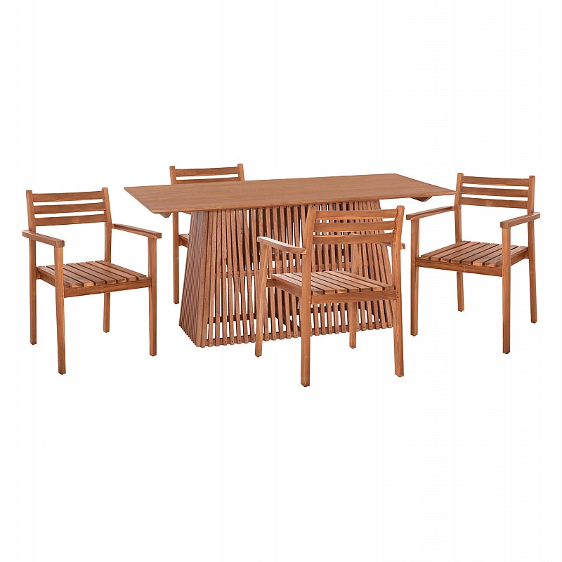 ΣΕΤ ΤΡΑΠΕΖΑΡΙΑΣ 5ΤΜΧ HENDER HM21078.04 ΟΡΘΟΓΩΝΙΟ ΤΡΑΠΕΖΙ & 4 ΚΑΡΕΚΛΕΣ