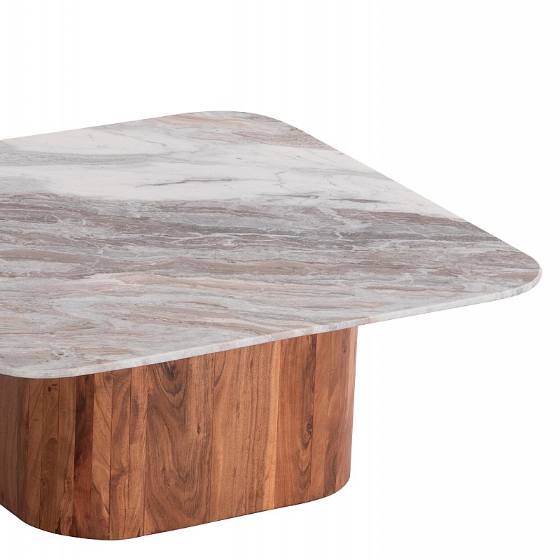 ΣΕΤ 2ΤΜΧ ΤΡΑΠΕΖΙΑ ΣΑΛΟΝΙΟΥ VOLTI HM21079 ΓΚΡΙ ΜΑΡΜΑΡΟ-ΞΥΛΟ ΑΚΑΚΙΑΣ