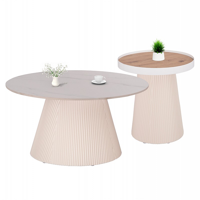 ΣΕΤ 2ΤΜΧ ΤΡΑΠΕΖΙΑ ΣΑΛΟΝΙΟΥ DUNCAN HM21082 MDF ΚΡΕΜ ΚΑΙ ΚΕΡΑΜΙΚΟ TOP Φ80εκ & Φ45εκ ΣΕΤ 2ΤΜΧ ΤΡΑΠΕΖΙΑ ΣΑΛΟΝΙΟΥ DUNCAN HM21082 MDF ΚΡΕΜ ΚΑΙ ΚΕΡΑΜΙΚΟ TOP Φ80εκ & Φ45εκ