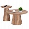 ΣΕΤ 2ΤΜΧ ΤΡΑΠΕΖΙΑ ΣΑΛΟΝΙΟΥ KARAN HM21085 MDF ΦΥΣΙΚΟ ΞΥΛΟΥ Φ80εκ & Φ45εκ