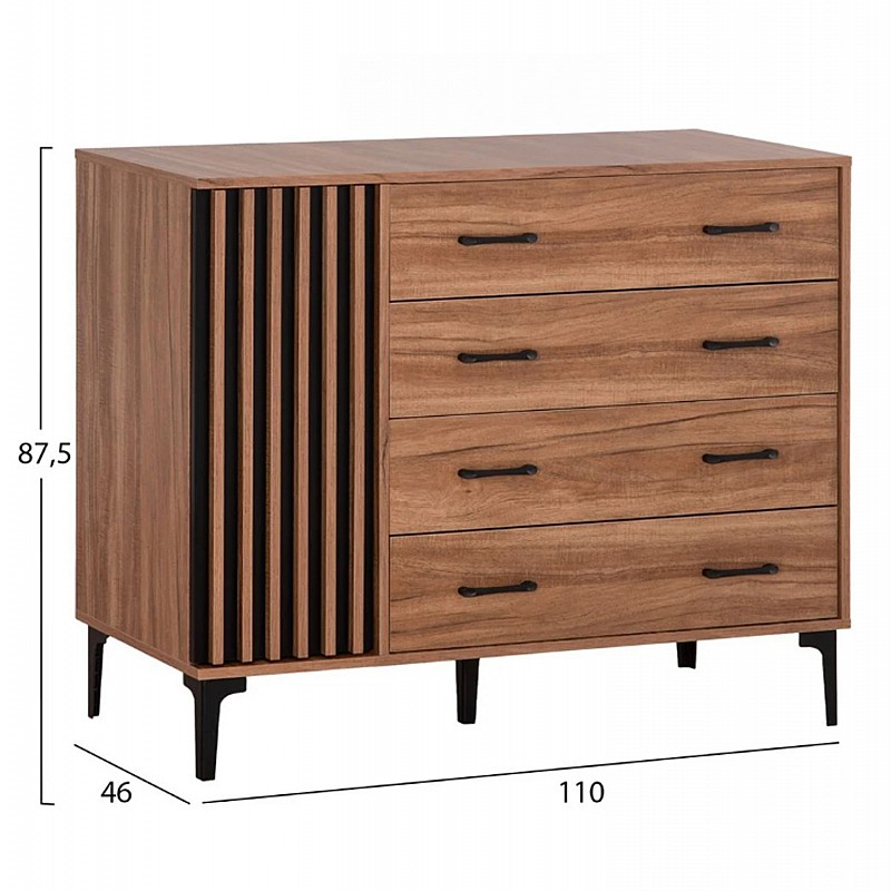 ΣΕΤ ΚΡΕΒΑΤΟΚΑΜΑΡΑΣ 4ΤΜΧ HARRY HM21115 ΜΕΛΑΜΙΝΗ ΣΕ ΦΥΣΙΚΟ ΞΥΛΟΥ & ΜΑΥΡΟ ΧΡΩΜΑ