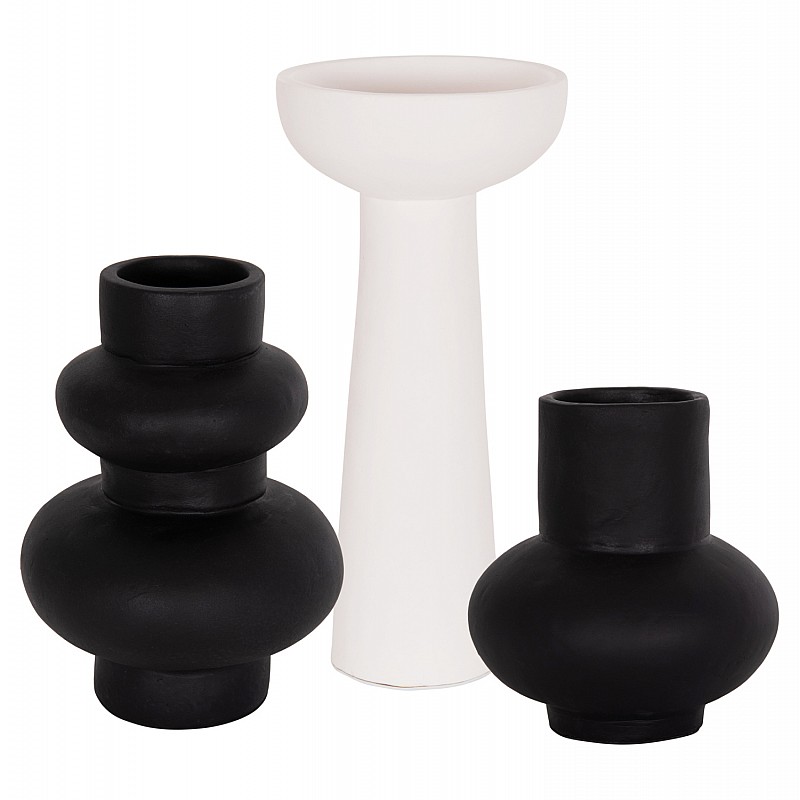 ΣΕΤ 3 ΕΠΙΤΡΑΠΕΖΙΑ ΔΙΑΚΟΣΜΗΤΙΚΑ ΒΑΖΑ LEKKAN ΗΜ21142.01 ΤΕΡΑΚΟΤΑ ΣΕ ΛΕΥΚΟ & ΜΑΥΡΟ