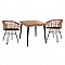 ΣΕΤ 3ΤΜΧ ALLEGRA WICKER ΜΕ ΤΡΑΠΕΖΙ 80X80Χ78Υ ΜΠΕΖ & ΜΑΥΡΟ ΧΡΩΜΑ HM10481