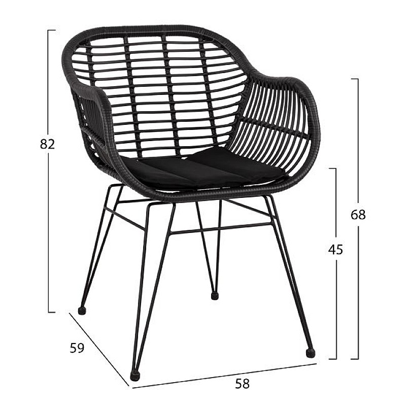 ΣΕΤ 7ΤΜΧ ALLEGRA WICKER ΜΕ ΤΡΑΠΕΖΙ 160X90X78Υ ΜΠΕΖ & ΜΑΥΡΟ ΧΡΩΜΑ HM10513