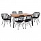 ΣΕΤ 7ΤΜΧ ALLEGRA WICKER ΜΕ ΤΡΑΠΕΖΙ 160X90X78Υ ΜΠΕΖ & ΜΑΥΡΟ ΧΡΩΜΑ HM10516