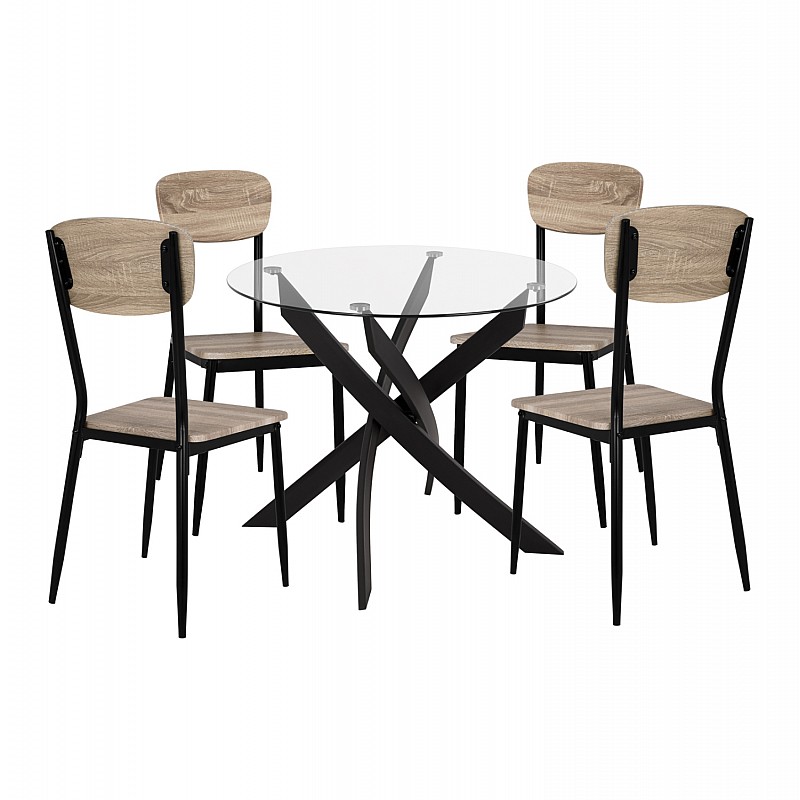 ΣΕΤ 5ΤΜΧ ΤΡΑΠΕΖΙ ΜΑΥΡΟ & ΚΑΡΕΚΛΕΣ SONAMA ΜΕ ΜΑΥΡΙΑ ΠΟΔΙΑ HM11072