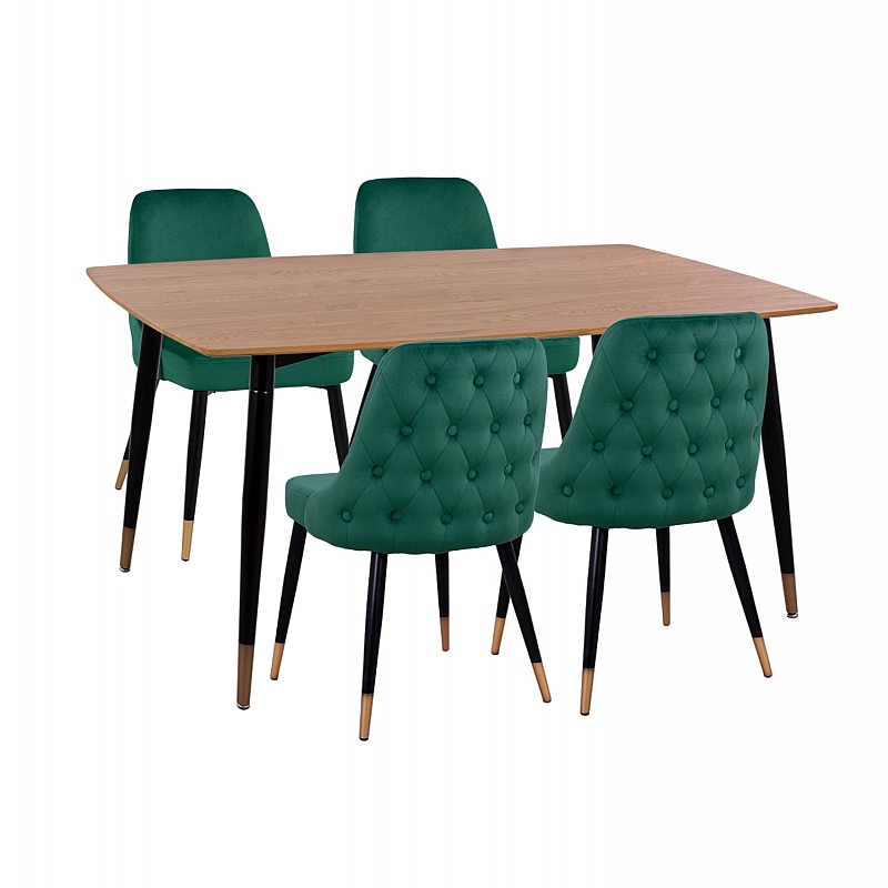 ΣΕΤ ΤΡΑΠΕΖΑΡΙΑΣ 5ΤΜΧ JOLIE HM11198.03 MDF TOP-ΒΕΛΟΥΔΟ ΚΥΠΑΡΙΣΣΙ & ΜΕΤΑΛΛΟ ΜΑΥΡΟ