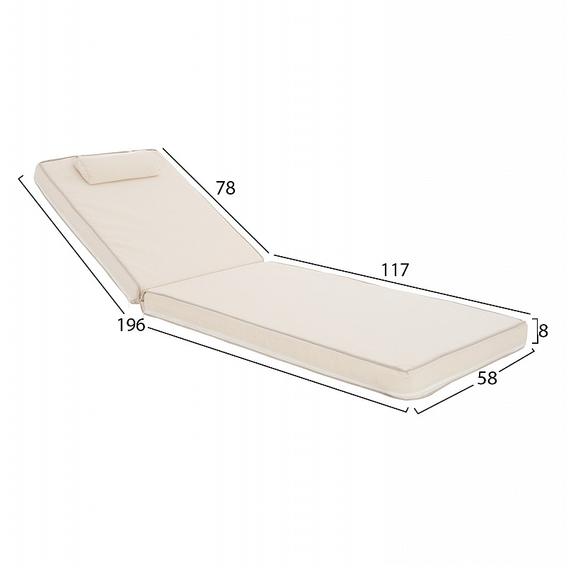 ΜΑΞΙΛΑΡΙ ΞΑΠΛΩΣΤΡΑΣ TEXTILENE 600gr SIFNOS ΜΠΕΖ HM11236.60T 196(117+1+78)x58x9εκ.