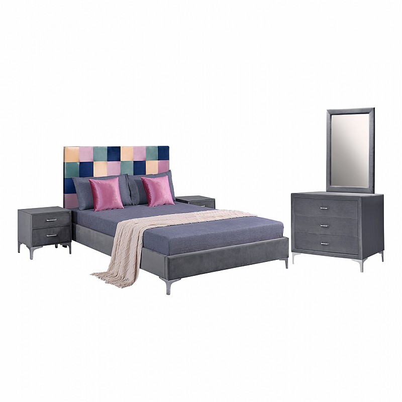 ΣΕΤ ΚΡΕΒΑΤΟΚΑΜΑΡΑΣ 4 ΤΜΧ ΒΕΛΟΥΔΟ ΓΚΡΙ COLOR PATTERN HM11262 ΣΕΤ ΚΡΕΒΑΤΟΚΑΜΑΡΑΣ 4 ΤΜΧ ΒΕΛΟΥΔΟ ΓΚΡΙ COLOR PATTERN HM11262