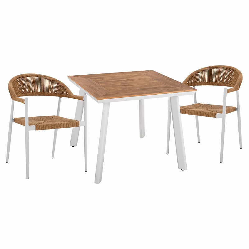 ΣΕΤ ΤΡΑΠΕΖΑΡΙΑ 3ΤΜΧ ΤΡΑΠΕΖΙ ΑΛΟΥΜΙΝΙΟΥ 80X80 & ΠΟΛΥΘΡΟΝΕΣ ΛΕΥΚΕΣ HM11440