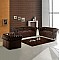 ΣΕΤ ΣΑΛΟΝΙ 2ΘΕΣΙΟ & 3ΘΕΣΙΟ & ΠΟΛΥΘΡΟΝΑ CHESTERFIELD ΣΚΟΥΡΟ ΚΑΦΕ