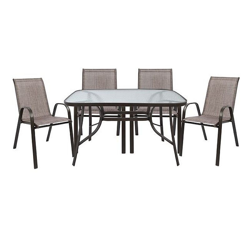 ΣΕΤ ΤΡΑΠΕΖΑΡΙΑ ΕΞ.ΧΩΡΟΥ 5ΤΜΧ HM5197.02 ΜΕ 4 ΚΑΡΕΚΛΕΣ & ΤΡΑΠΕΖΙ 120Χ70--ΚΑΦΕ