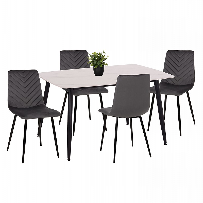 ΣΕΤ ΤΡΑΠΕΖΑΡΙΑΣ 5ΤΜΧ LATRELL HM21192 ΤΡΑΠΕΖΙ ΚΕΡΑΜΙΚΟ TOP-ΒΕΛΟΥΔΟ ΓΚΡΙ ΚΑΡΕΚΛΕΣ