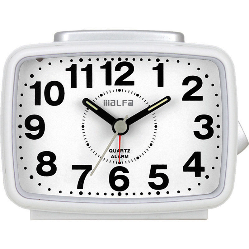 Ρολόι Επιτραπέζιο 2816 Alfaone Αναλογικό Αθόρυβο με φωτισμό Λευκό-Silver