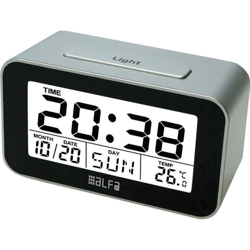 Ρολόι Επιτραπέζιο ΕΤ622Α Alfaone Ψηφιακό Με ένδειξη θερμοκρασίας και φωτιζόμενη οθόνη Silver-Μαύρο