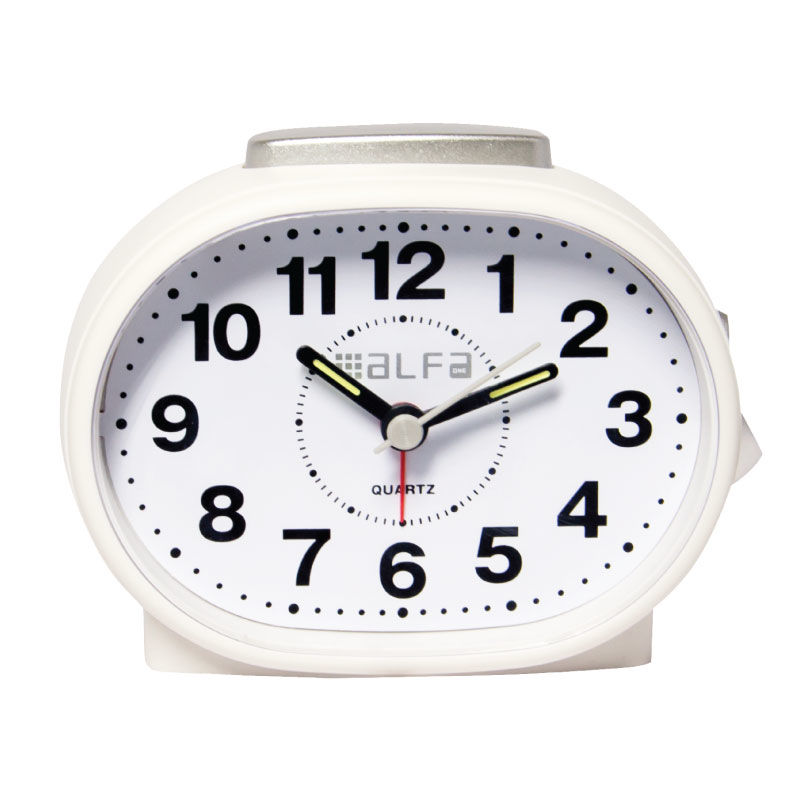 Ρολόι Επιτραπέζιο ALTC-60170 Alfaone Αναλογικό Αθόρυβο με φωτισμό Κρεμ rubber-Silver
