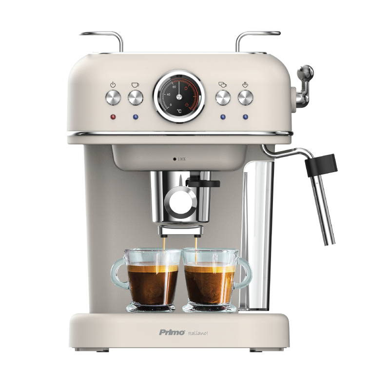 Μηχανή Καφέ Espresso PREM-40445 Primo Eco 20Bar 3σε1 Αναλογικό καντράν θερμοκρασίας Ιβουάρ-Chrome
