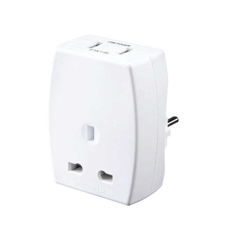 Adaptor ALTA 70126 Alfaone Travel UK ΣΟΥΚΟ + 2XUSB Λευκός