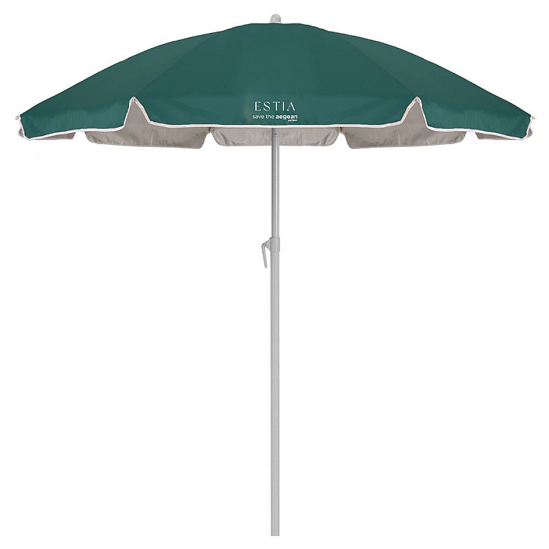 ESTIA ΟΜΠΡΕΛΑ ΘΑΛΑΣΣΗΣ TEAL GREEN ΜΕ ΠΡΟΣΤΑΣΙΑ UPF 50+ ΜΕΤΑΛΛΙΚΗ 1.8m ESTIA 00-30490