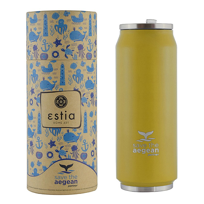 ESTIA ΘΕΡΜΟΣ TRAVEL CUP SAVE THE AEGEAN 500ml PINEAPPLE YELLOW ESTIA 01-10324