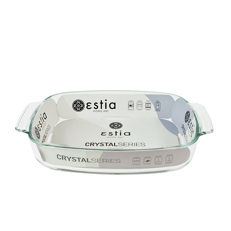 ESTIA ΤΑΨΙ CRYSTAL ΓΥΑΛΙΝΟ ΠΥΡΙΜΑΧΟ ΟΡΘΟΓΩΝΙΟ 34x22x6cm 2.9lt ESTIA 01-10607