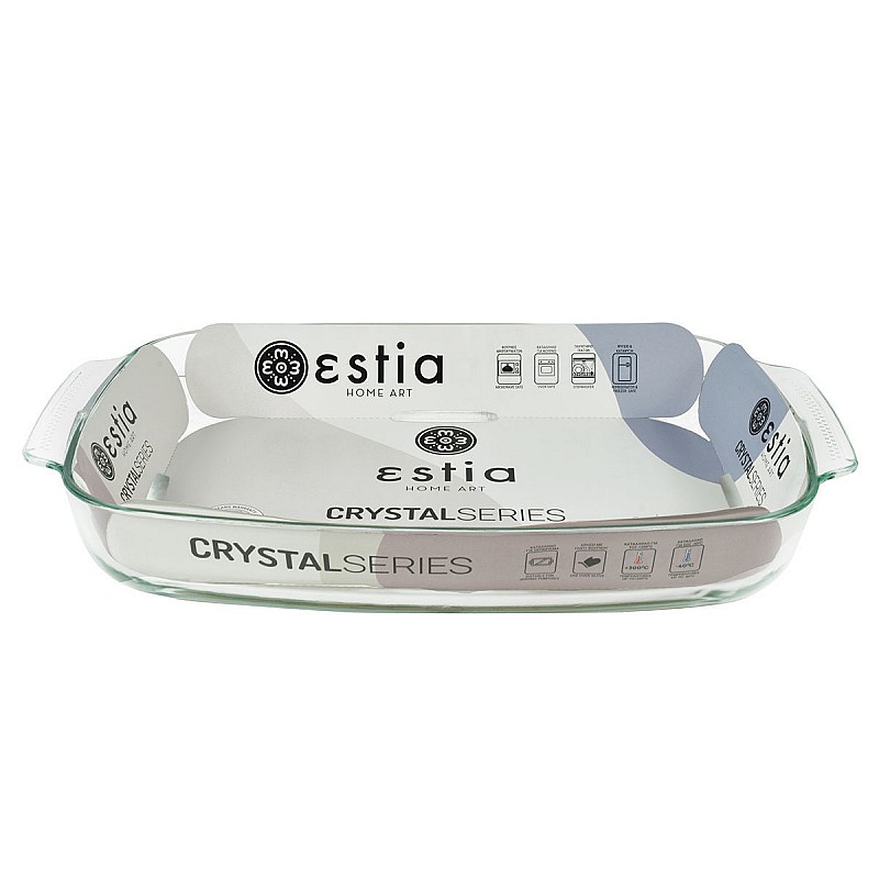 ESTIA ΤΑΨΙ CRYSTAL ΓΥΑΛΙΝΟ ΠΥΡΙΜΑΧΟ ΟΡΘΟΓΩΝΙΟ 44x28x6cm 5lt ESTIA 01-10621