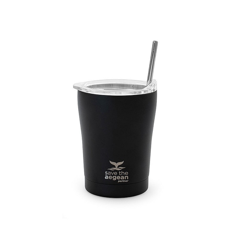 ESTIA ΘΕΡΜΟΣ COFFEE MUG SAVE THE AEGEAN 350ml MIDNIGHT BLACK ESTIA 01-12083