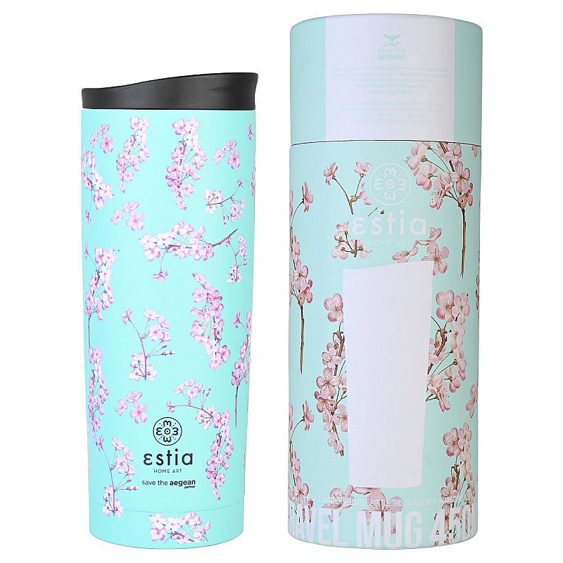 ESTIA ΘΕΡΜΟΣ TRAVEL MUG SAVE THE AEGEAN 450ml BLOSSOM GREEN ESTIA 01-20422