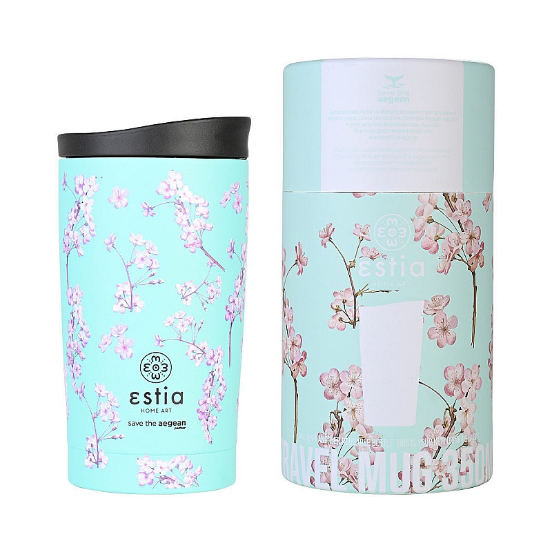 ESTIA ΘΕΡΜΟΣ TRAVEL MUG SAVE THE AEGEAN 350ml BLOSSOM GREEN ESTIA 01-20446