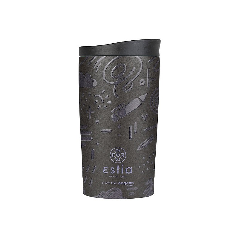 ESTIA ΘΕΡΜΟΣ TRAVEL MUG SAVE THE AEGEAN 350ml NOIR ECHO ESTIA 01-25588