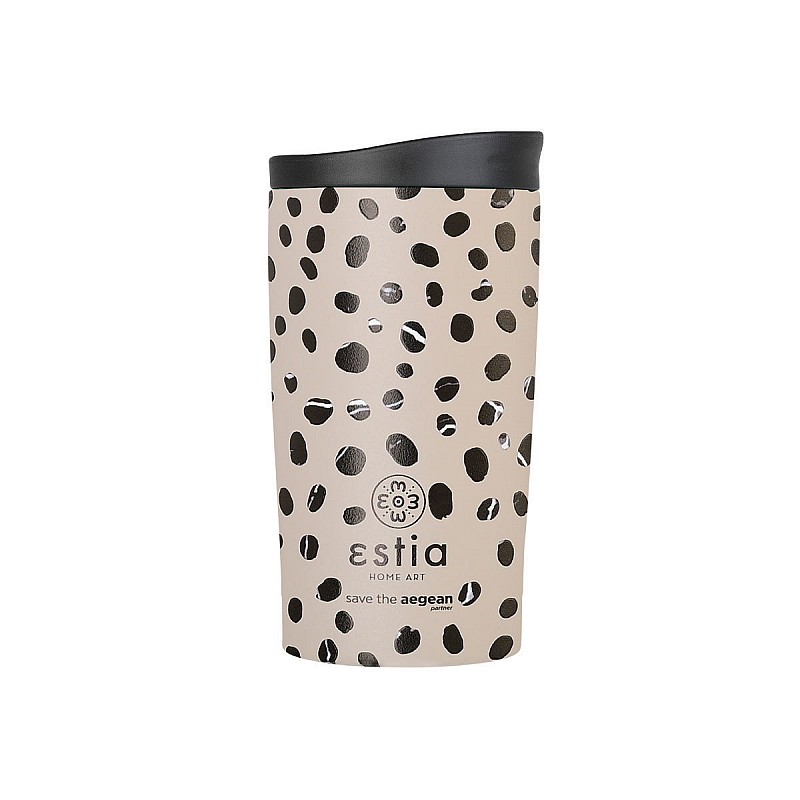 ESTIA ΘΕΡΜΟΣ TRAVEL MUG SAVE THE AEGEAN 350ml LEOPARD TAUPE ESTIA 01-25663