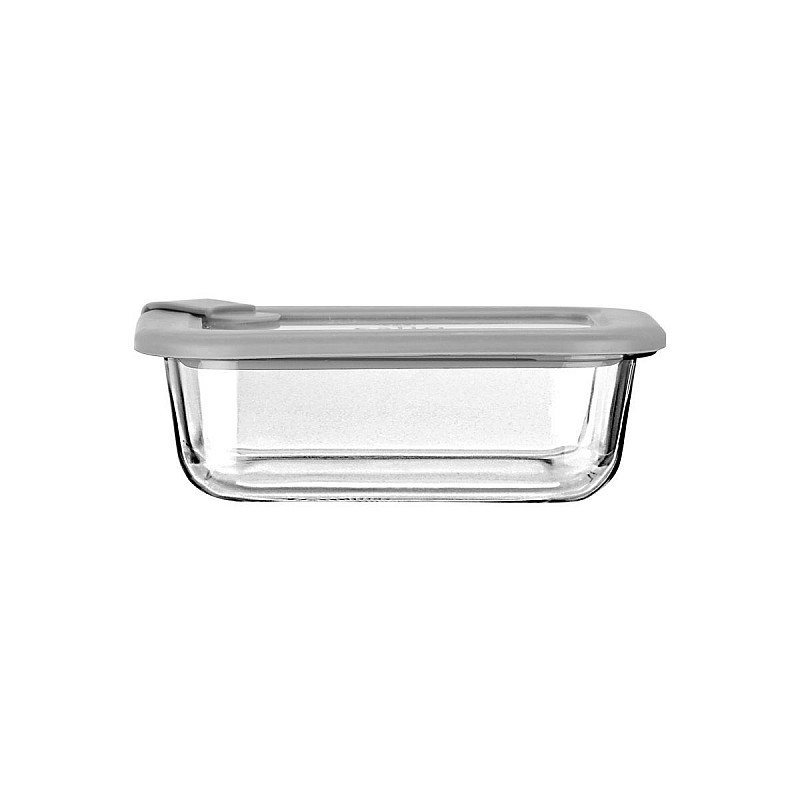 ESTIA ΦΑΓΗΤΟΔΟΧΕΙΟ COLORSEAL ΓΥΑΛΙΝΟ 370ml 16.3x12.3x6.2cm ΜΕ ΚΑΠΑΚΙ ΣΙΛΙΚΟΝΗΣ ΓΚΡΙ ESTIA 01-26400