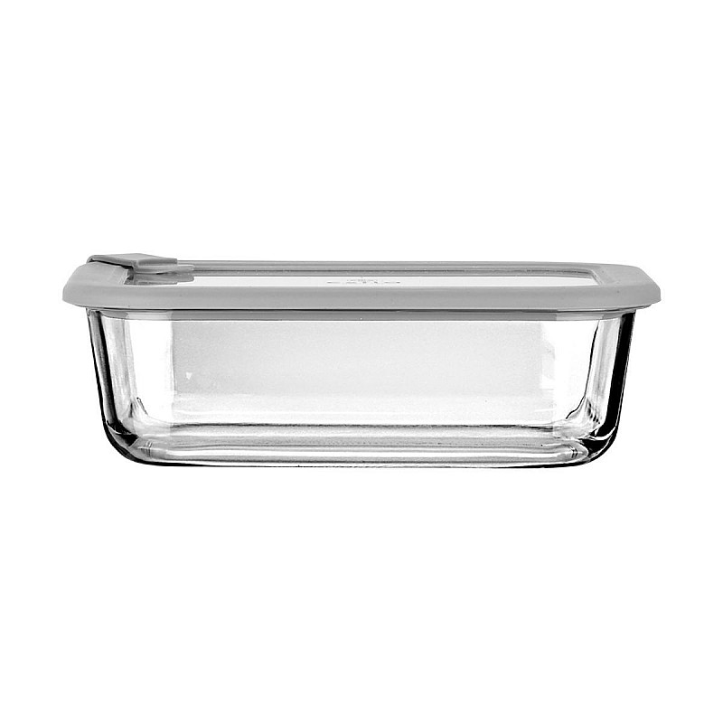 ESTIA ΦΑΓΗΤΟΔΟΧΕΙΟ COLORSEAL ΓΥΑΛΙΝΟ 1050ml 21.6x16.5x7.4cm ΜΕ ΚΑΠΑΚΙ ΣΙΛΙΚΟΝΗΣ ΓΚΡΙ ESTIA 01-26424