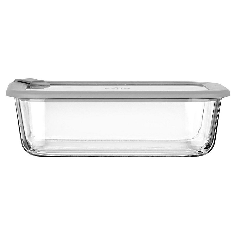 ESTIA ΦΑΓΗΤΟΔΟΧΕΙΟ COLORSEAL ΓΥΑΛΙΝΟ 1520ml 23.5x17.8x7.6cm ΜΕ ΚΑΠΑΚΙ ΣΙΛΙΚΟΝΗΣ ΓΚΡΙ ESTIA 01-26431
