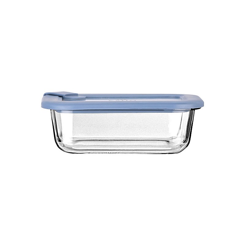 ESTIA ΦΑΓΗΤΟΔΟΧΕΙΟ COLORSEAL ΓΥΑΛΙΝΟ 370ml 16.3x12.3x6.2cm ΜΕ ΚΑΠΑΚΙ ΣΙΛΙΚΟΝΗΣ ΜΠΛΕ ESTIA 01-26516
