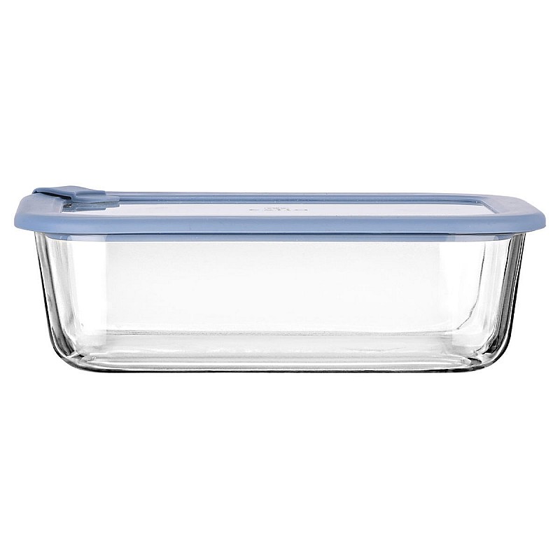 ESTIA ΦΑΓΗΤΟΔΟΧΕΙΟ COLORSEAL ΓΥΑΛΙΝΟ 1520ml 23.5x17.8x7.6cm ΜΕ ΚΑΠΑΚΙ ΣΙΛΙΚΟΝΗΣ ΜΠΛΕ ESTIA 01-26547