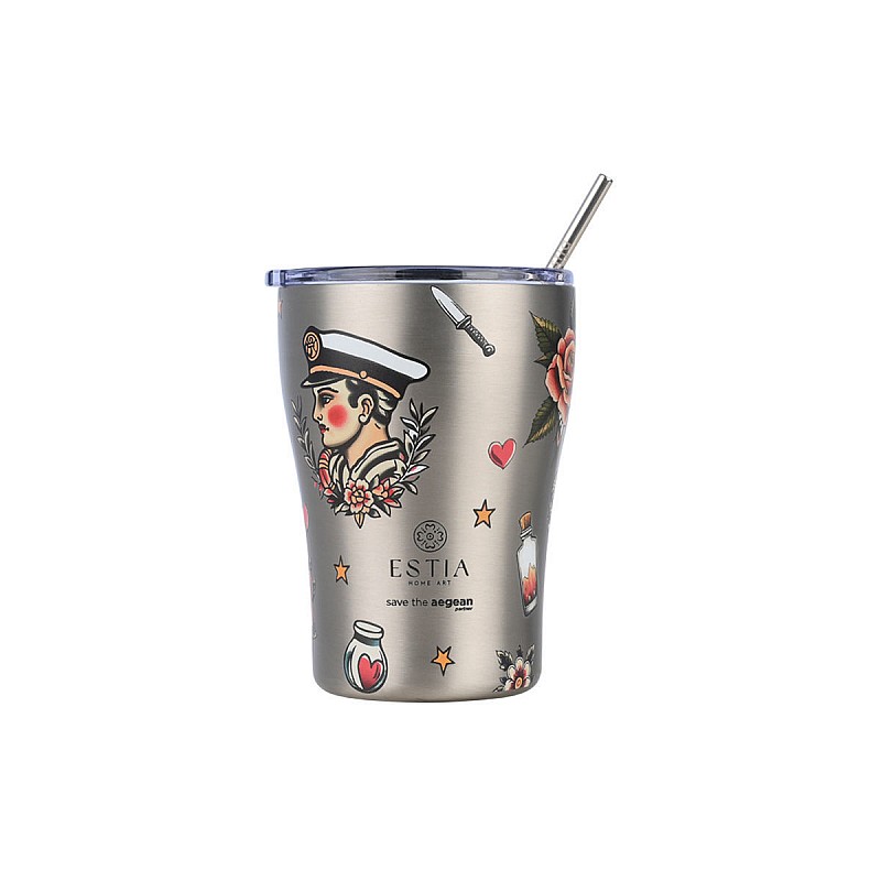 ESTIA ΘΕΡΜΟΣ COFFEE MUG SAVE THE AEGEAN 350ml OLD SCHOOL INK ESTIA 01-31770
