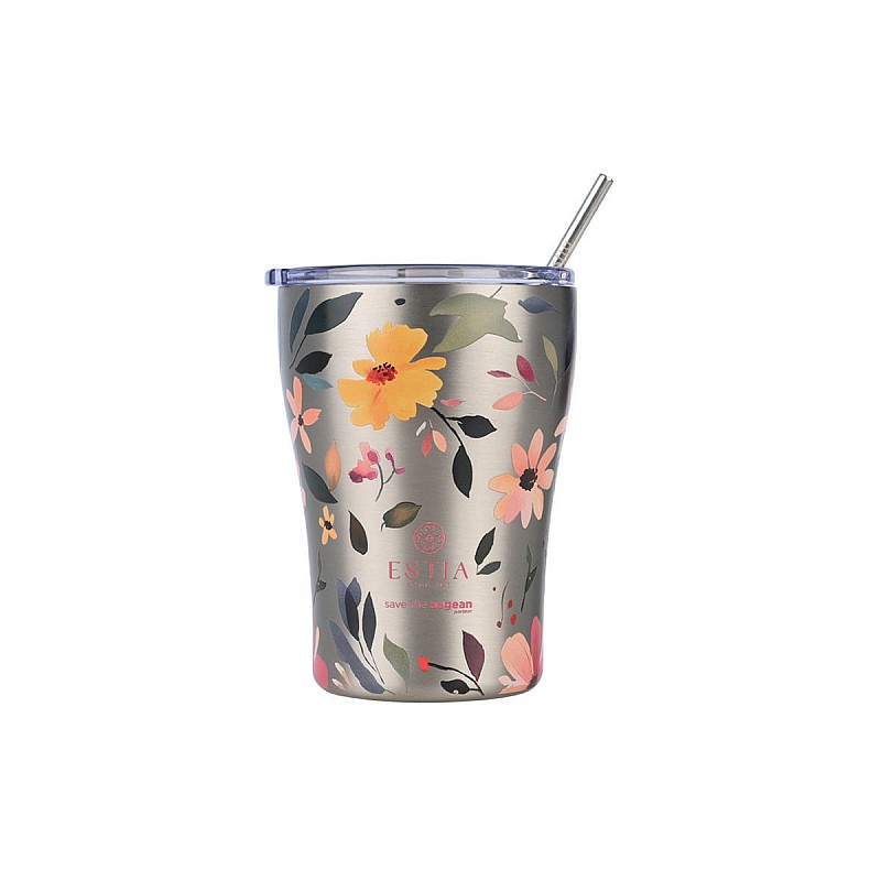 ESTIA ΘΕΡΜΟΣ COFFEE MUG SAVE THE AEGEAN 350ml SILVER BOTANIC ESTIA 01-31787 ESTIA ΘΕΡΜΟΣ COFFEE MUG SAVE THE AEGEAN 350ml SILVER BOTANIC ESTIA 01-31787