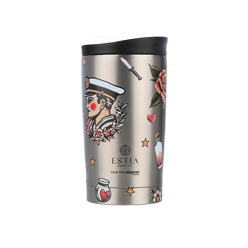 ESTIA ΘΕΡΜΟΣ TRAVEL MUG SAVE THE AEGEAN 350ml OLD SCHOOL INK ESTIA 01-31916 ESTIA ΘΕΡΜΟΣ TRAVEL MUG SAVE THE AEGEAN 350ml OLD SCHOOL INK ESTIA 01-31916