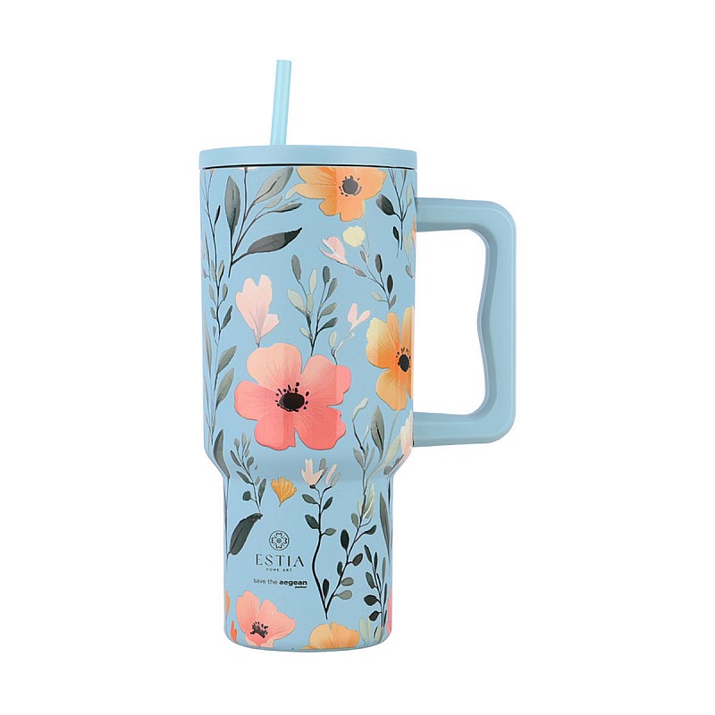ESTIA ΘΕΡΜΟΣ STRAW TUMBLER XL SAVE THE AEGEAN 900ml SKY GARDEN ESTIA 01-32036